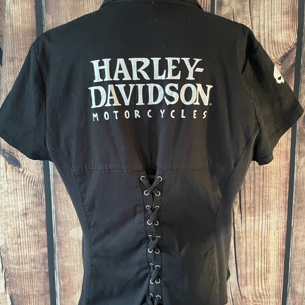 Harley-Davidson Black Lace-Back Logo Top